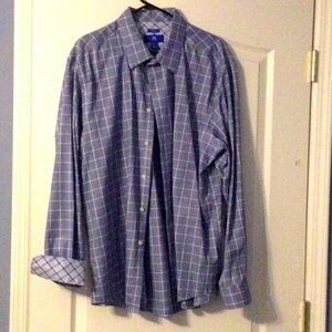 Men’s Egara Button Down Dress Shirt Sz XXL Navy Blue & White